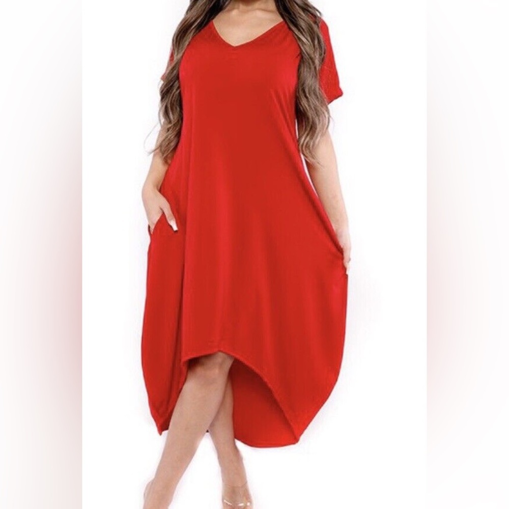 Zara V Neck Oversized Ruched Bottom Dress